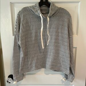 Mile(s) by Madewell striped Black and White cotton viscose sweater